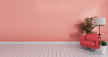 Kanepe ve yaşayan mercan rengi ile modern oturma odası iç 