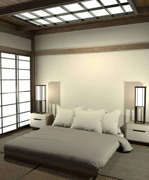 Modernt och fridfullt sovrum. Zen stil sovrum och dekoration du — Stockfoto