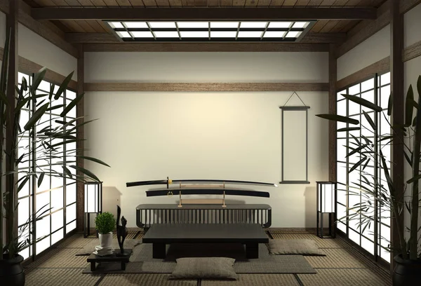 Japan room with tatami mat floor and decoration japan style was — Stock Photo, Image