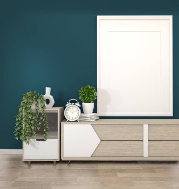 Koyu yeşil bir odada ahşap Dolaplar Tv çerçeve kadar Mock ve aralık