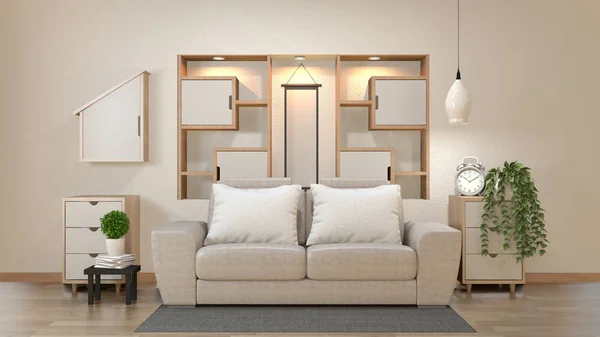 Skåp och dekoration i moderna Zen tomt rum, minimal design — Stockfoto