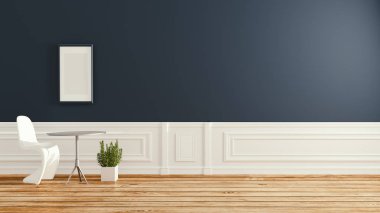 Ahşap döşeme ve sandalye ile oturma odası modern iç