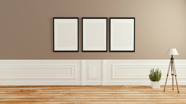 Интерьер комнаты деревянный стиль. 3D рендеринг
