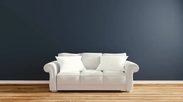 Empty room interior design, sofa and pillow on dark wall backgro — Stock Photo, Image