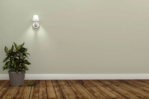 Oturma Odası İç, bitkiler duvar arka plan ahşap. 3d randevu