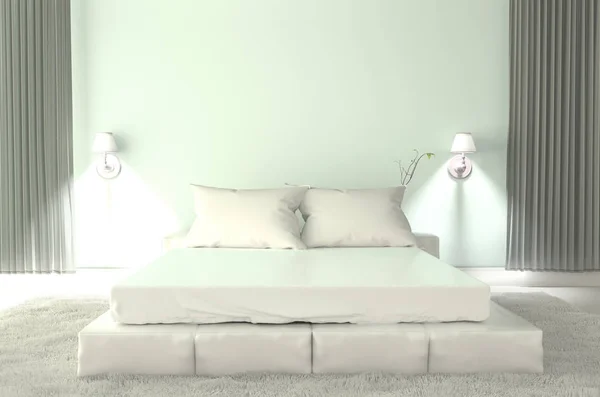 Интерьер белой комнаты - номер в белом стиле. 3D рендеринг — стоковое фото