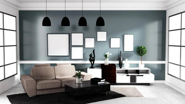 Moderne Style contemporain, Salon design intérieur mock up . — Photo