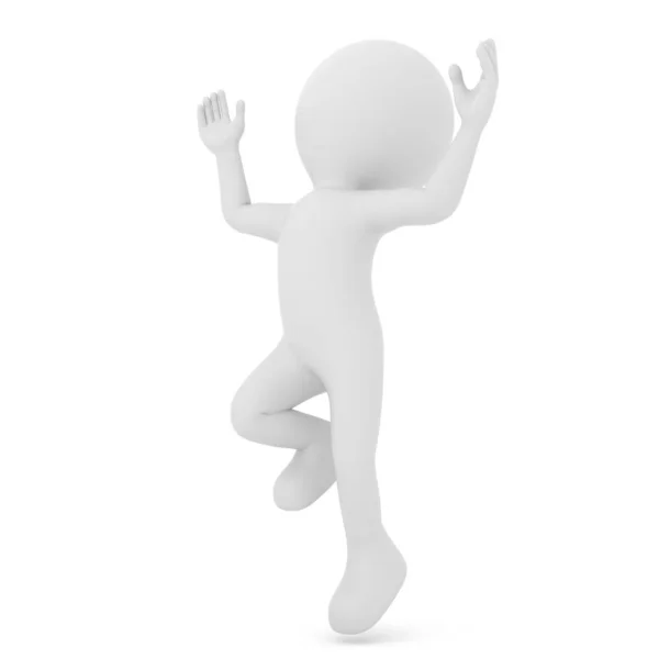 Karaktär Happy Jump, isolerad på vit bakgrund. 3D-rendering — Stockfoto