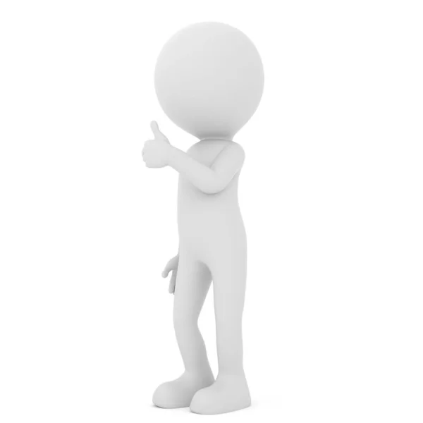 Man showing positive thumb up - human people character. 3D rende — Stock Photo, Image