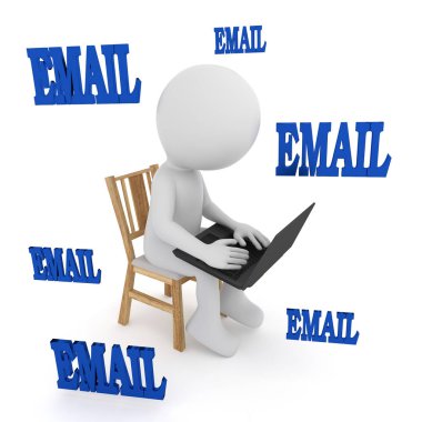 E-posta - Bilgisayar oynayan kişiler. 3d render