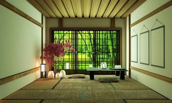 Oda Tasarımı Japon tarzı.3d render — Stok fotoğraf