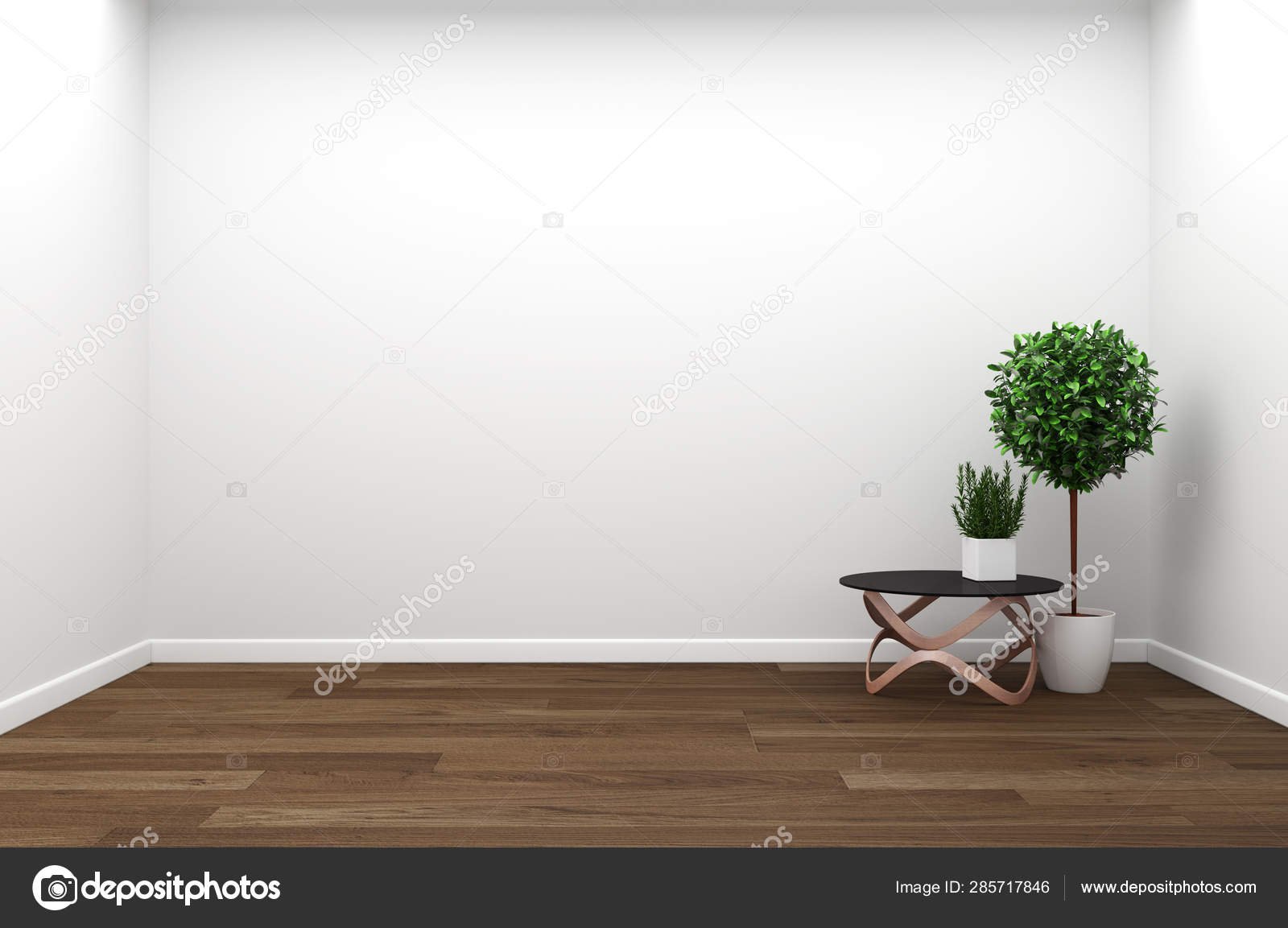 Living Room Interior ,plants wooden on wall background. 3D rende Stock  Photo by ©Minny0012011@ 285717846