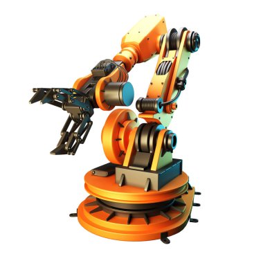 Beyaz arka planda robotik kol. 3d render