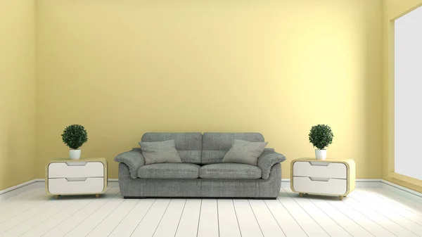 Yellow room -Beautiful room, Empty room , Modern bright interior