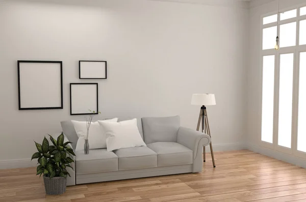 White Room Interior Scandinavian style - Modern room with white
