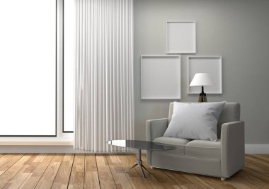 Boş beyaz duvar arka plan çerçeve - İskandinav tarzı - Whit