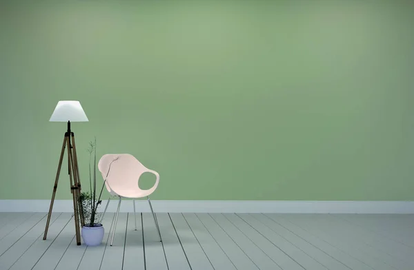 Diseño interior de la habitación - Sala de estar de estilo verde tienen lámpara de silla a — Foto de Stock