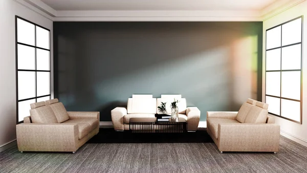 Modern Çağdaş tarzı, Oturma odası iç tasarım mock up. — Stok fotoğraf