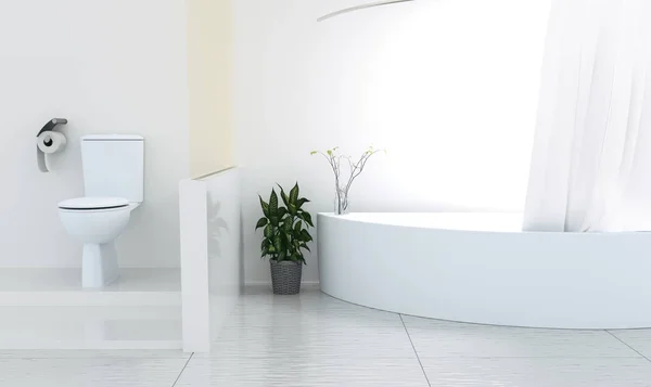Fondo interior del cuarto de baño, representación 3D — Foto de Stock