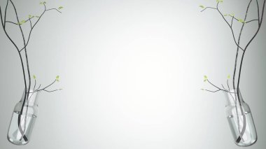Beyaz arka planda cam vazolar. 3d render