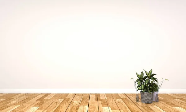 Interior kamar kosong dengan vas kaca dengan cabang 3d. render — Stok Foto