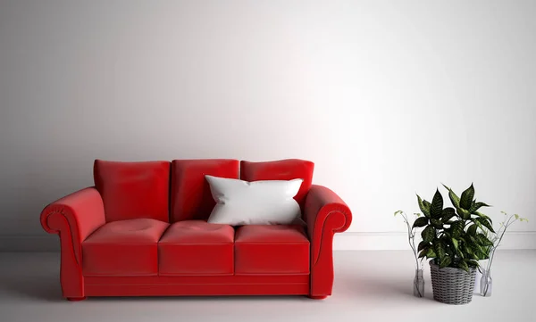 Rum och en soffa med plats för ditt innehåll. 3D-rendering — Stockfoto