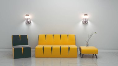 modern oda iç. 3D render