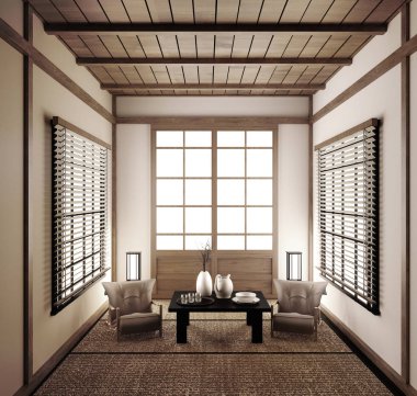 interior Japanese empty room tatami mat Designing the most beaut clipart