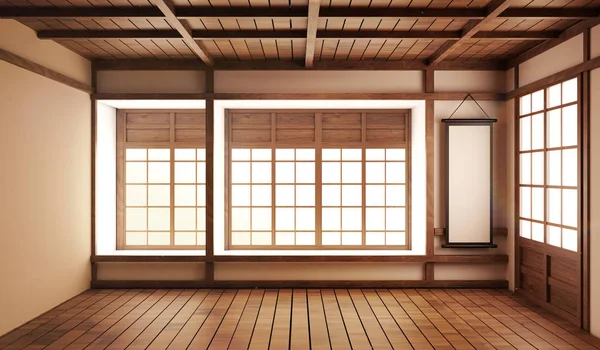 Zen-Raum japanischen Stil. 3D-Darstellung — Stockfoto