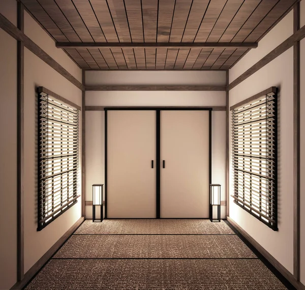 Mock up Interior Zen-Stil. 3D-Darstellung — Stockfoto