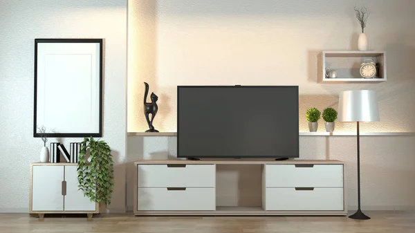 Gabinete en sala de estar zen moderno con decoración estilo zen en w — Foto de Stock