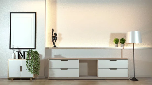 Gabinete en sala de estar zen moderno con decoración estilo zen en w — Foto de Stock