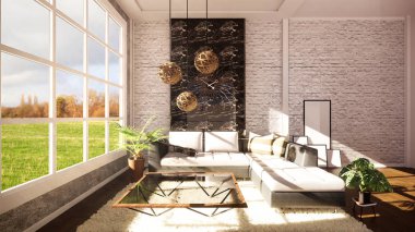 Loft modern iç açık plan modern daire olarak tasarlanmıştır. 3