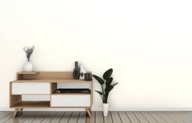modern boş oda Japon Tv dolap kadar mock - zen tarzı, dk
