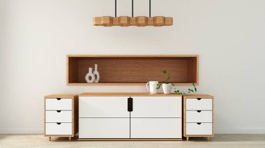 modern boş oda Japon tarzı dolap, minimal tasarımlar. 3d 