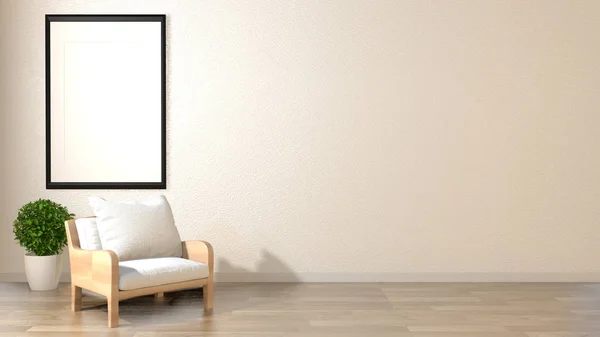 Zen sala de estar vacío fondo de pared blanca con decoración japa — Foto de Stock