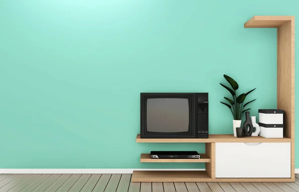 TV hylla i Mint rummet modern tropisk stil-tomt rum interio — Stockfoto