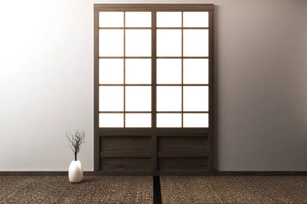 Pokój pusty z maty tatami i papierowe drzwi przesuwne o nazwie Shoji — Zdjęcie stockowe