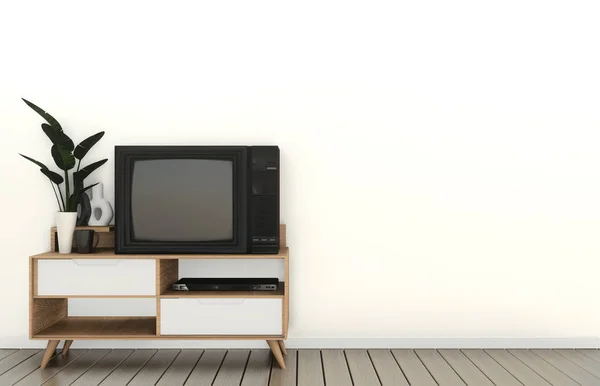 模拟电视柜在现代空房间日式 - 禅风格，分钟 — 图库照片#