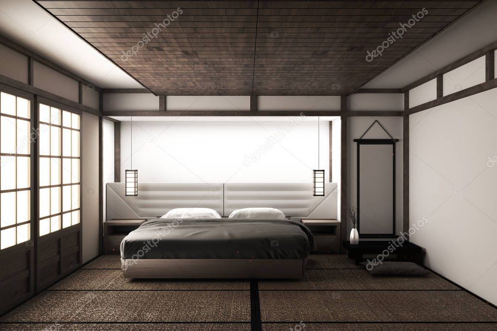 Interior Luxury modern Japanese style bedroom mock up, Designing