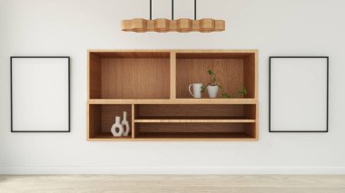 modern boş oda Japon tarzı dolap, minimal tasarımlar. 3d 