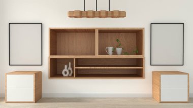 modern boş oda Japon tarzı dolap, minimal tasarımlar. 3d 