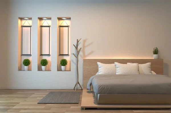 Modern zen peaceful Bedroom. japan style bedroom with shelf wall