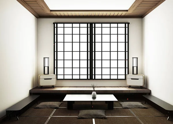 畳と紙の引き戸は、日本のルーで障子と呼ばれる — ストック写真
