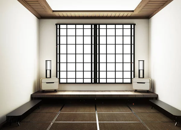 Tomt rum i japansk stil. 3D-rendering — Stockfoto