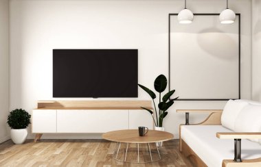 modern boş oda Japon Tv dolap kadar mock - zen tarzı, dk