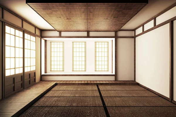 Burla, japonés habitación vacía la más super hermosa. Renderizado 3D — Foto de Stock