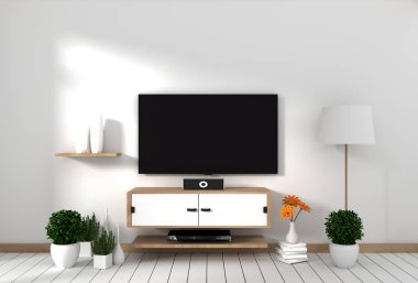 Modern boş oda Japon Tv kabini - zen tarzı, minimal des