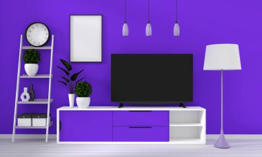 lamba, dolap, çerçeve ve bitki ile modern oturma odasında dolap 