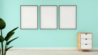 beyaz ahşap zemin ile nane oturma odasında Modern alay. 3d r